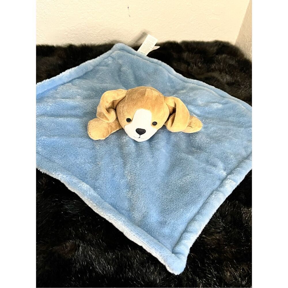 Carters Puppy Dog Lovey Blue Plush Security Blanket 14”x14